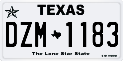TX license plate DZM1183