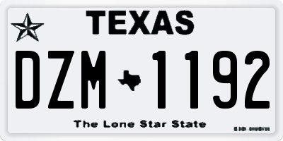 TX license plate DZM1192