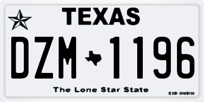 TX license plate DZM1196