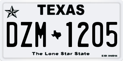 TX license plate DZM1205