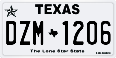 TX license plate DZM1206