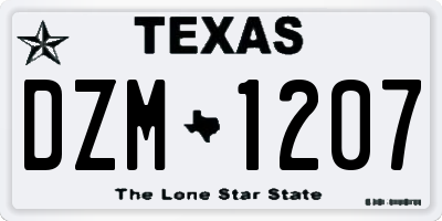 TX license plate DZM1207
