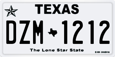 TX license plate DZM1212
