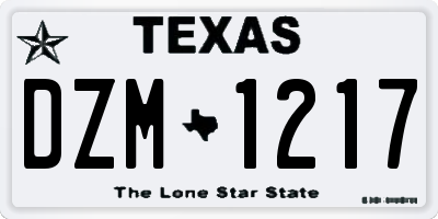 TX license plate DZM1217