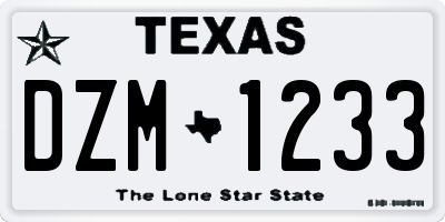 TX license plate DZM1233