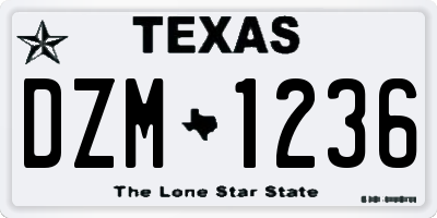 TX license plate DZM1236