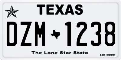 TX license plate DZM1238