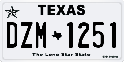 TX license plate DZM1251