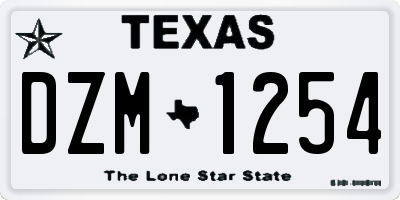 TX license plate DZM1254