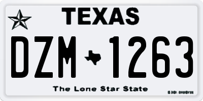 TX license plate DZM1263