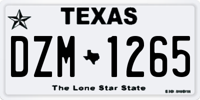 TX license plate DZM1265