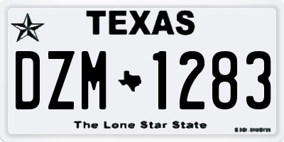 TX license plate DZM1283