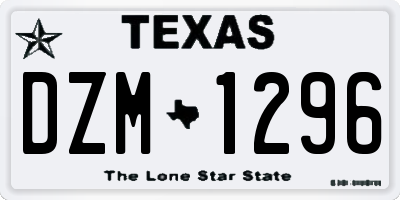 TX license plate DZM1296
