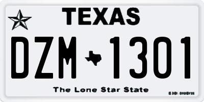 TX license plate DZM1301