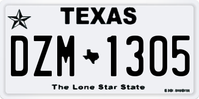 TX license plate DZM1305