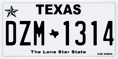 TX license plate DZM1314