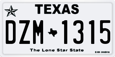 TX license plate DZM1315