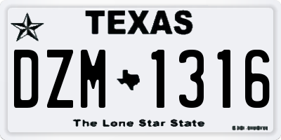 TX license plate DZM1316