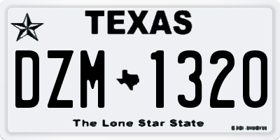 TX license plate DZM1320