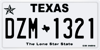 TX license plate DZM1321