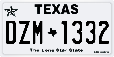TX license plate DZM1332