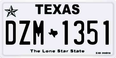 TX license plate DZM1351