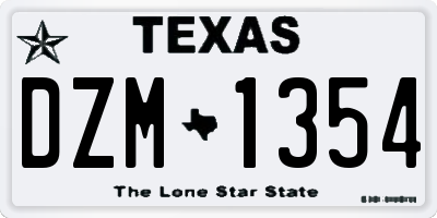 TX license plate DZM1354