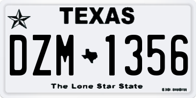 TX license plate DZM1356
