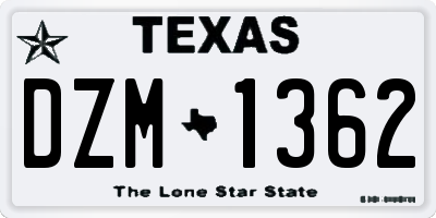 TX license plate DZM1362
