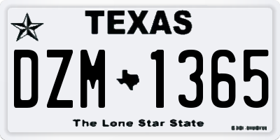 TX license plate DZM1365