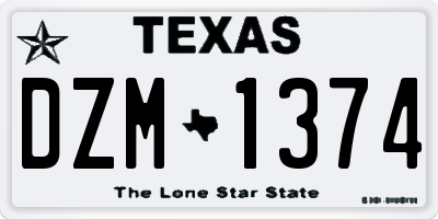TX license plate DZM1374