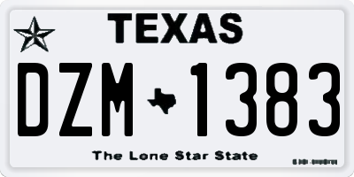 TX license plate DZM1383