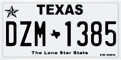 TX license plate DZM1385