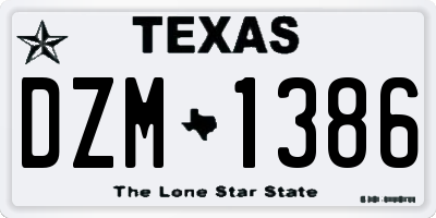 TX license plate DZM1386