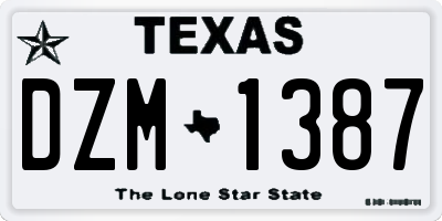 TX license plate DZM1387
