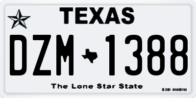 TX license plate DZM1388