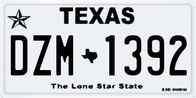 TX license plate DZM1392