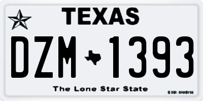 TX license plate DZM1393