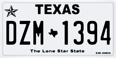 TX license plate DZM1394