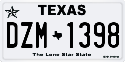 TX license plate DZM1398