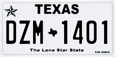 TX license plate DZM1401