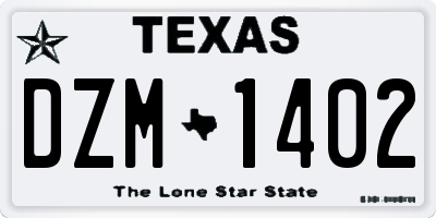 TX license plate DZM1402