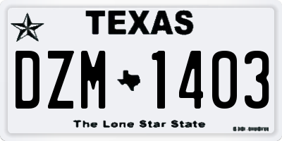 TX license plate DZM1403