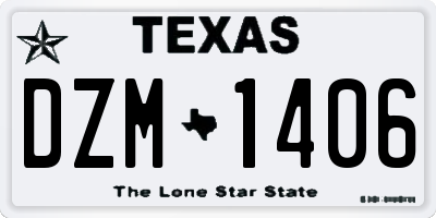 TX license plate DZM1406