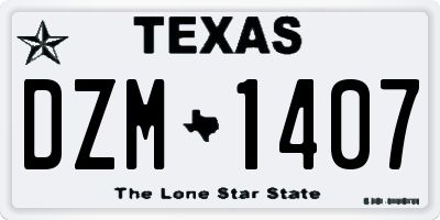 TX license plate DZM1407