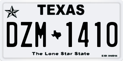 TX license plate DZM1410