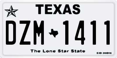 TX license plate DZM1411