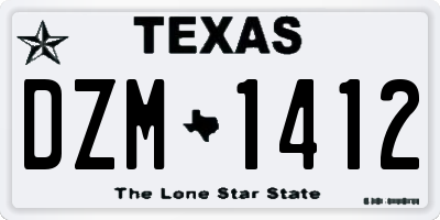 TX license plate DZM1412