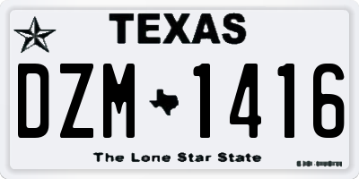 TX license plate DZM1416