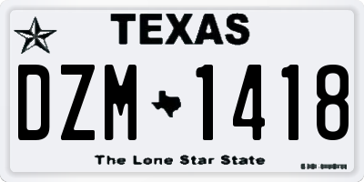 TX license plate DZM1418